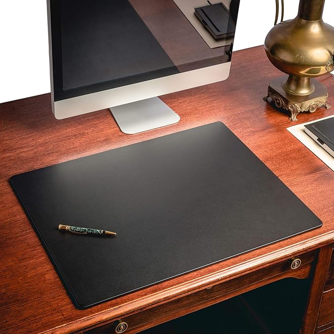 Black Leather 24" x 19" Desk Mat Without Rails - Image 2