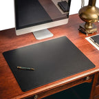 Black Leather 24" x 19" Desk Mat Without Rails - Image 2