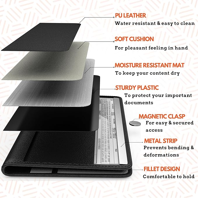 Premium Leather with Magnetic Shut Car Registration and Insurance Card Holder - Image 5