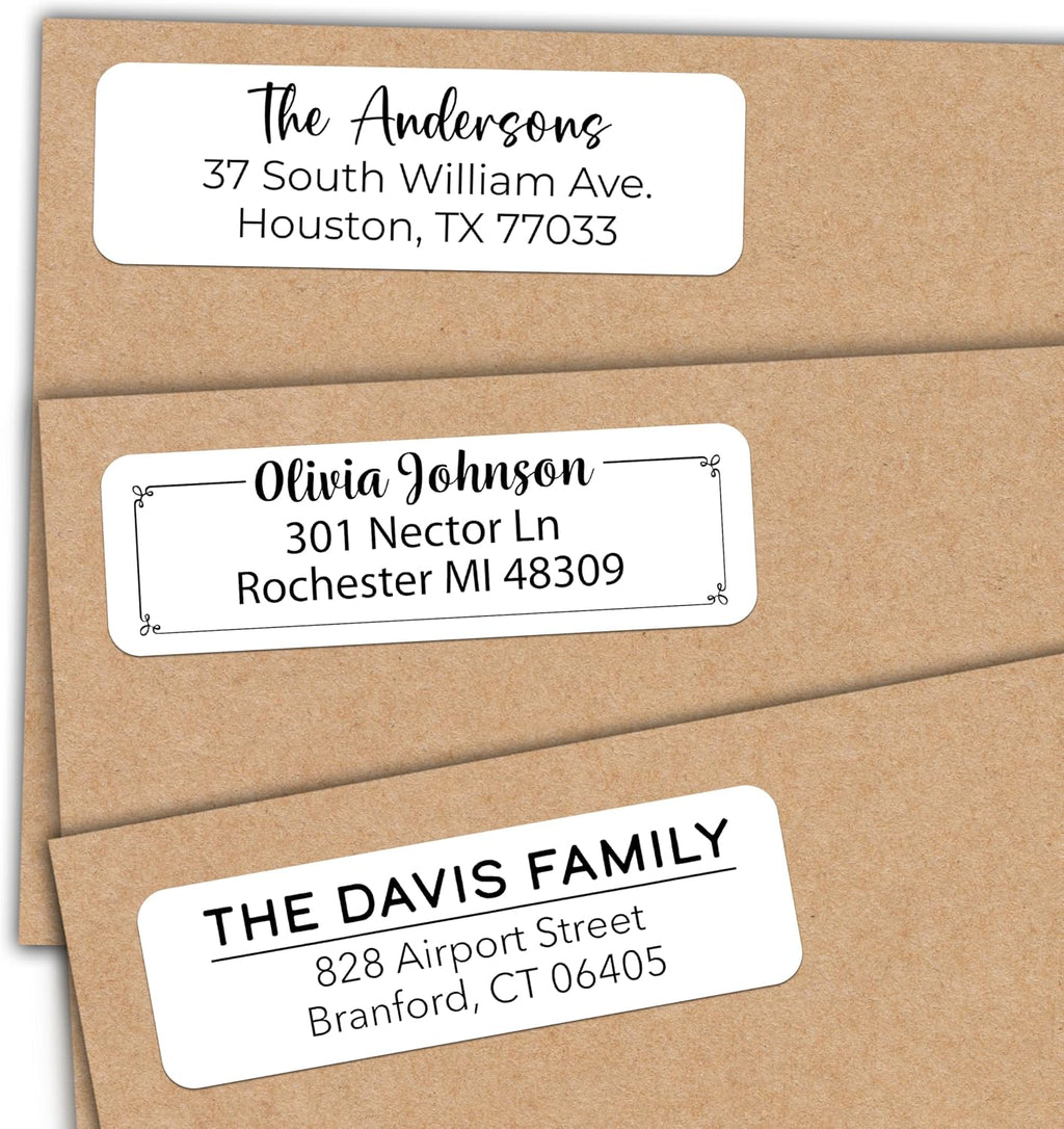 Personalized Return Address Labels - Custom Address Stickers on Sheets (50-1000 Labels) (Black and White)