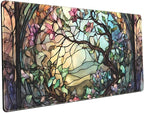 Stained Glass Tree Desk Mat Cartoon Tree Gaming Mouse Pad Large XXL Extended by LuckyCow