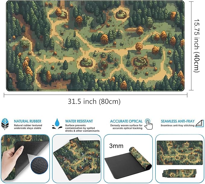 Cute Desk Pad Brown Green Forest Pixel Desk Mat Plant Mouse Pad XXL Large - Image 3