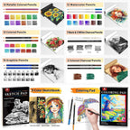art supplies sketching kit, pro drawing pencils art showing dimensions