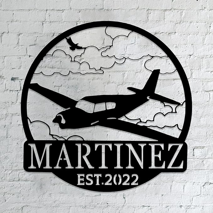 Personalized Metal Airplane Wall Art, Airplane Name Sign, Customized Pilot Name by Unknown