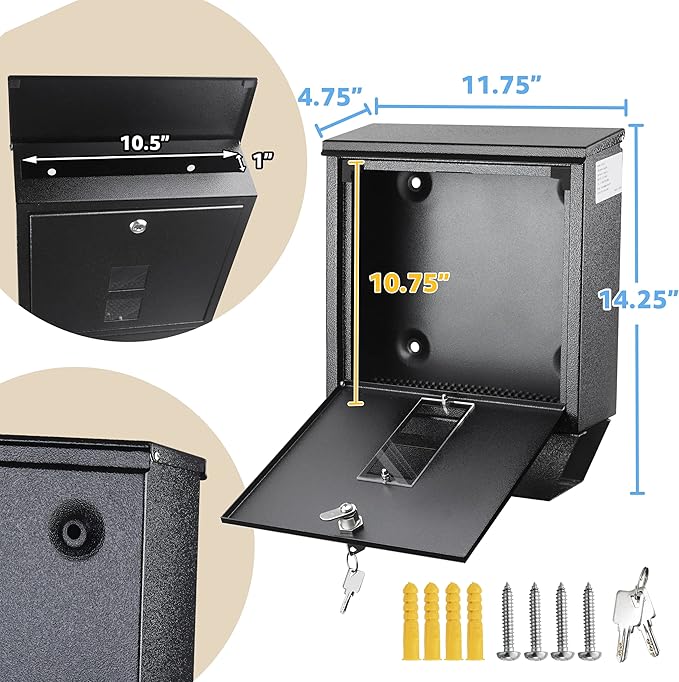 POCHAR Wall Mount Mailbox with Lock - Image 3