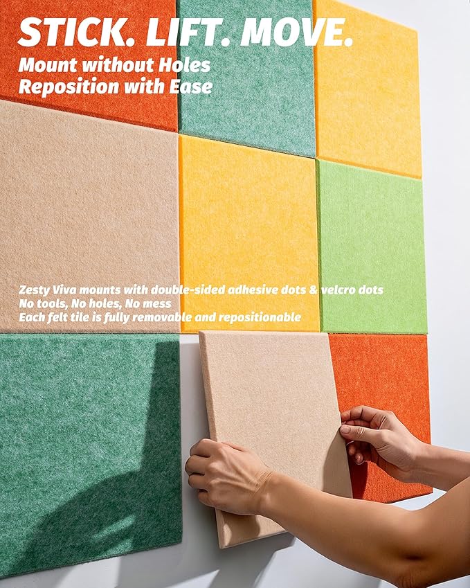 Felt Wall Tiles Bulletin Boards, Colorful Square Modular Design, Removable Cork - Image 3