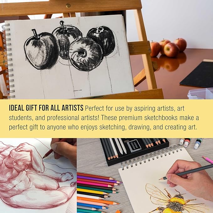 U.S. Art Supply 9”x12 Premium Heavy-Weight Paper Spiral Bound Sketch Book: 90 - Image 6