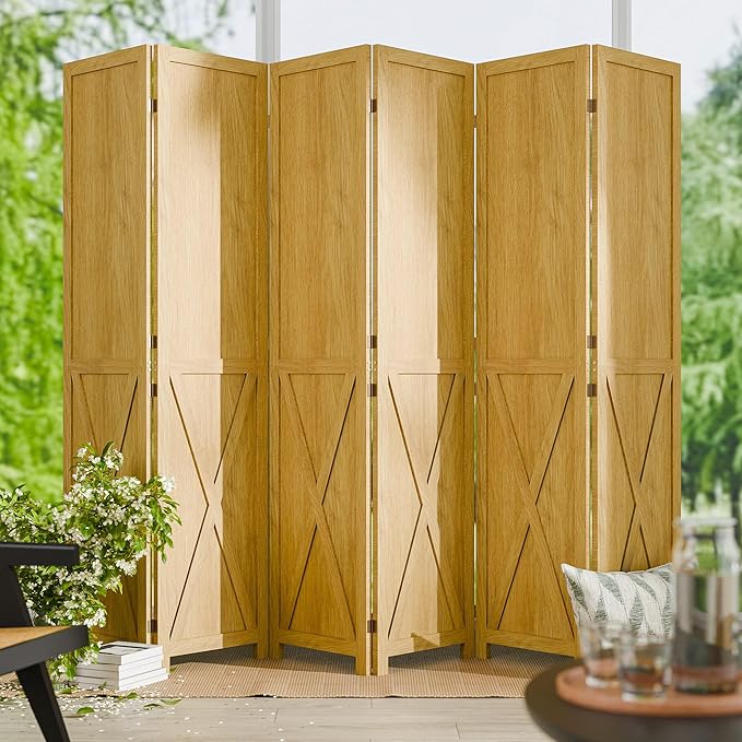Cozy Castle Wood Room Divider, 6 Panels Folding Privacy Screen, 66.9'' Wall by CozyCastle