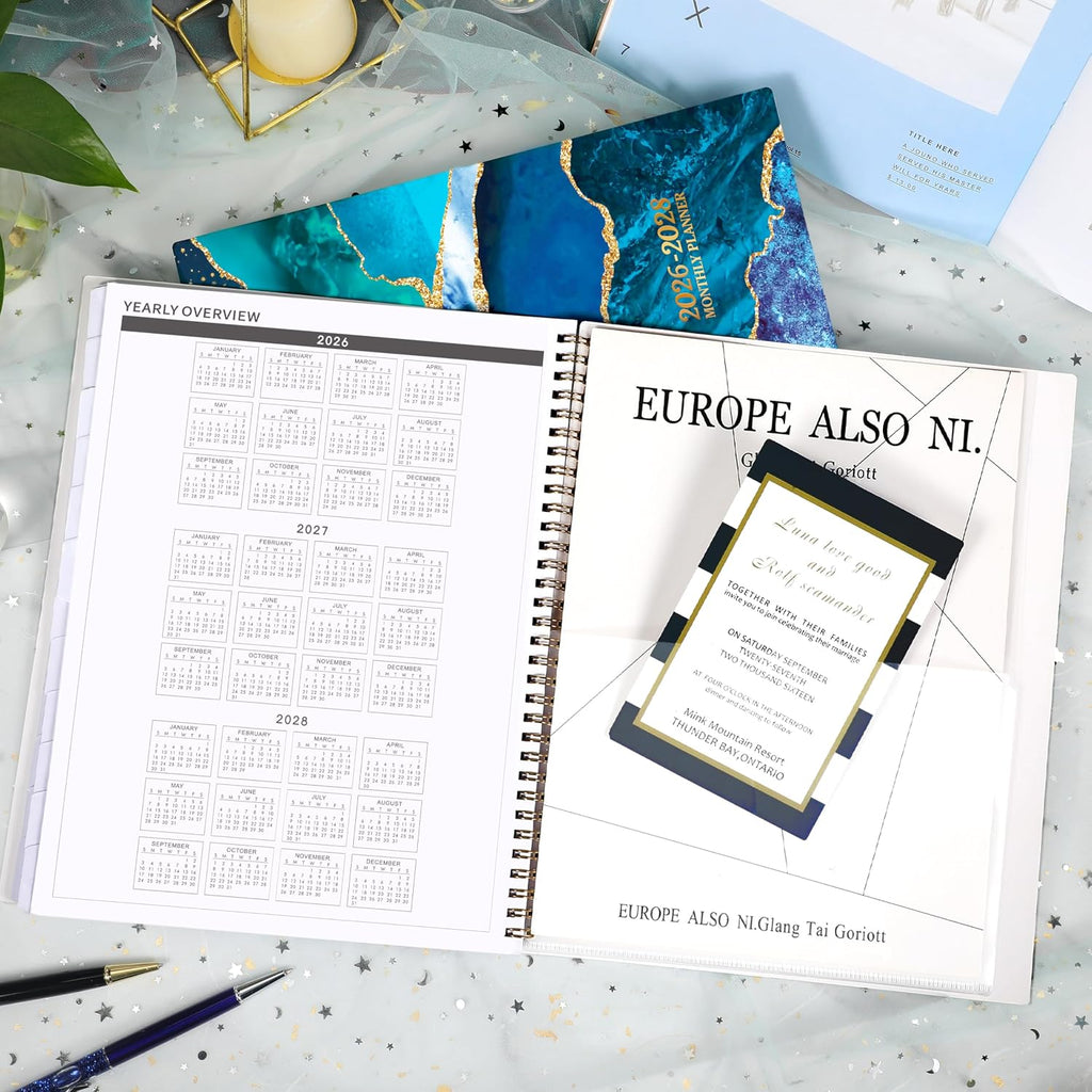 Monthly Planner/Calendar 2026-2028 - 2 Year Monthly Planner 2026-2028 | 9" × 11", Jul 2026 - Jun 2028, 24 Months, Tabs, Twin-Wire Binding, Holidays, Notes Pages