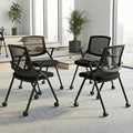 BROBRIYO Folding Chair with Wheels and Paddle, Ergonomic Mesh Back and Arms by Brobriyo