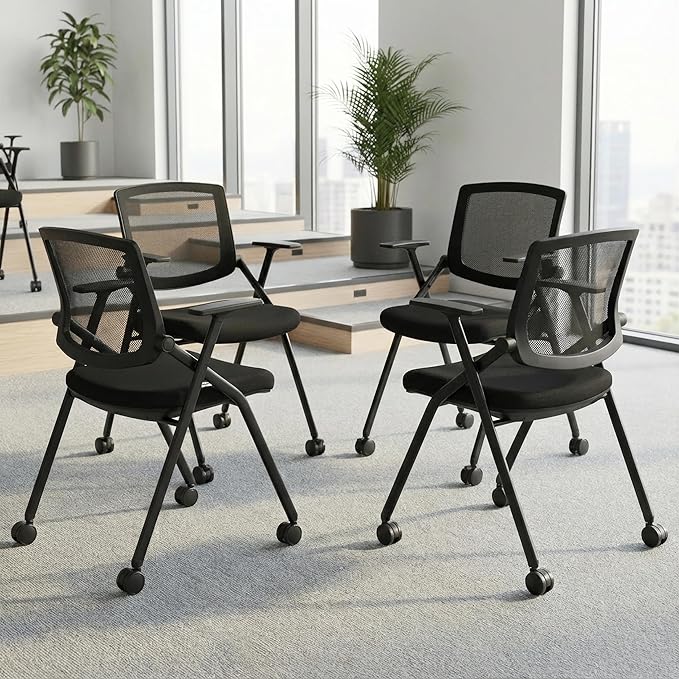 BROBRIYO Folding Chair with Wheels and Paddle, Ergonomic Mesh Back and Arms by Brobriyo