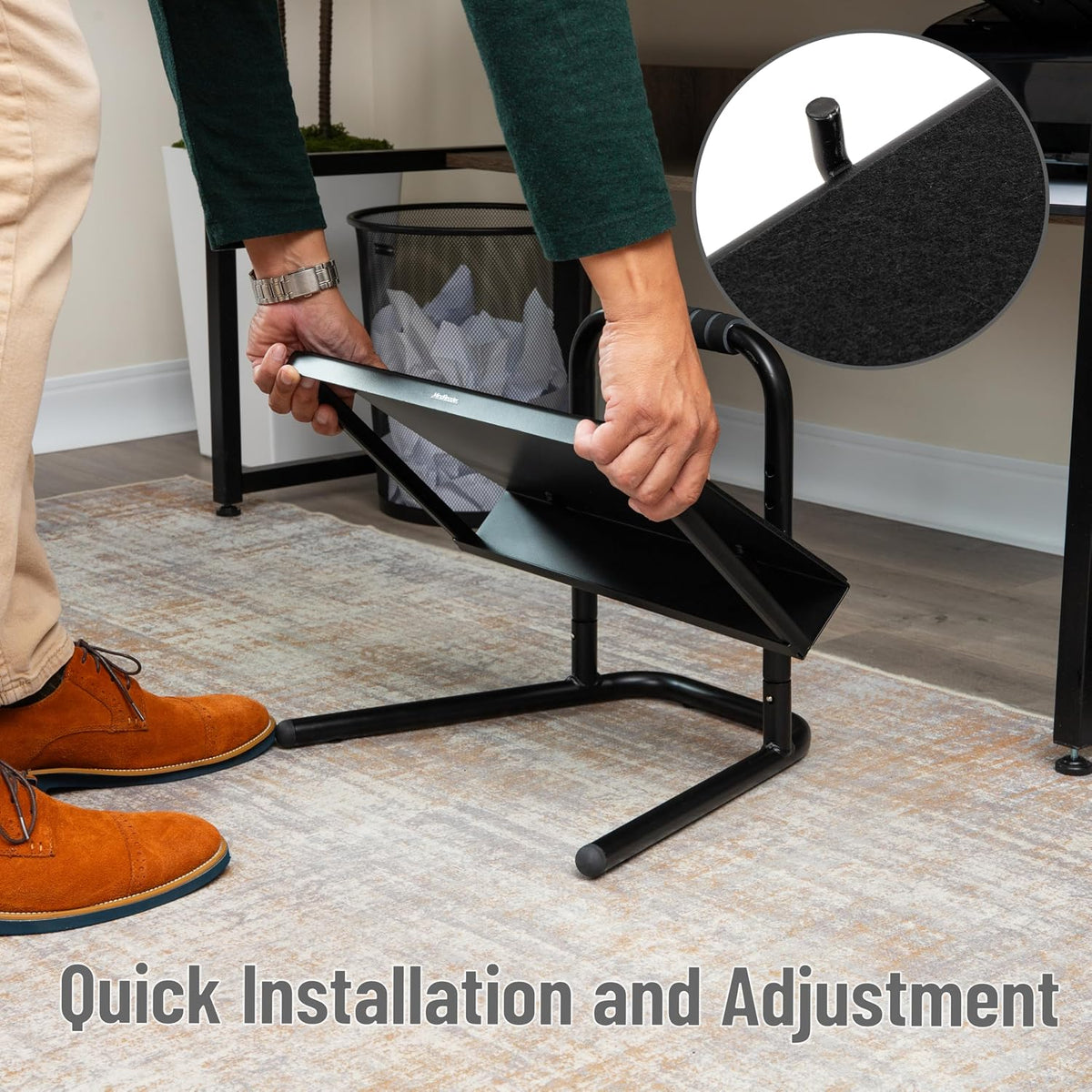 Mind Reader Foot Rest, Under Desk at Work, Ergonomic, Height Adjustable, Offi...