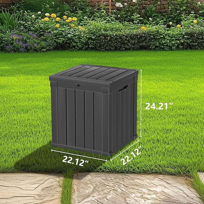 PATIOEASY 50GAL Deck Box Black, Waterproof Resin Outdoor Storage - Image 2