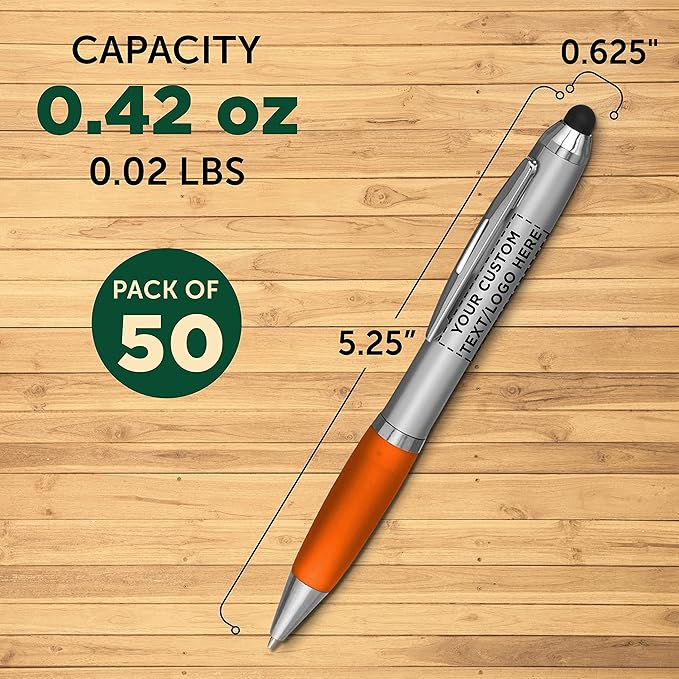DISCOUNT PROMOS Custom Stylus Ballpoint Pens Set of 50, Personalized Bulk Pack - Image 5