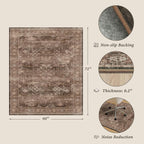 Office Chair Mat for Hardwood Floors, 60" x 72" Brown Boho Under Desk Rug, Ultra Soft Low Pile Floor Protector for Rolling Computer Chairs, Non Slip Easy Clean Desk Mat for Home Office