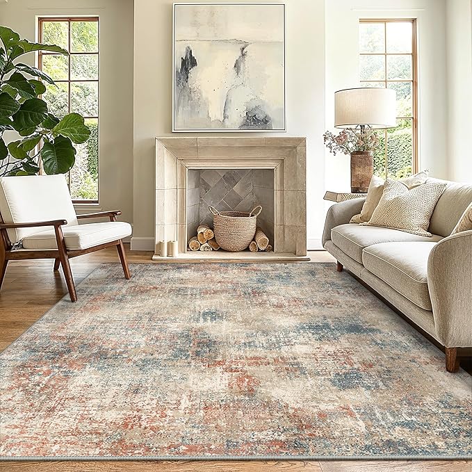 GENIMO Washable Area Rugs for Living Room, 6x9 Modern Non Slip Rugs, Low Pile by GENIMO