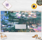Abstract Oil Painting Mousepad Retro Water Lilies Desk Mat, XXL Large Extended - Image 2