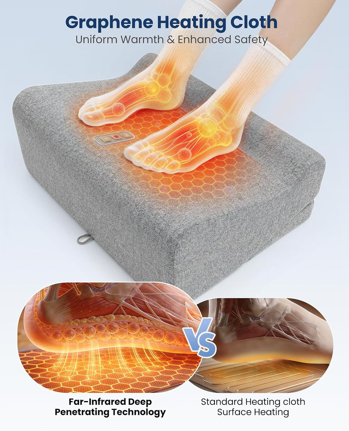 2026 Upgrade Under Desk Foot Rest at Work with Graphene Fast Heat Cloth