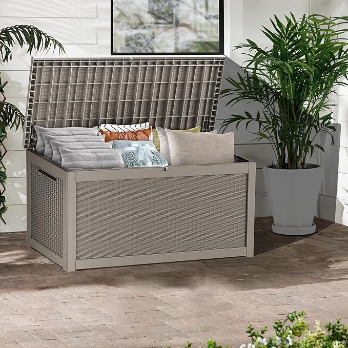 Yardgrace 320 Gallon Lockable Resin Deck Box, Waterproof & UV-Resistant Outdoor - Image 3