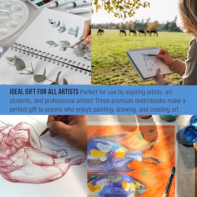U.S. Art Supply 5.5"x8.5" Mixed Media Sketchbook, 2 Pack, 98 lb - Image 6