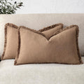 Foindtower Set of 2 Decorative Linen Fringe Lumbar Throw Pillow Covers Boho by Foindtower