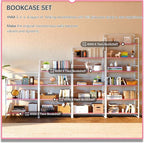 4NM No Assembly 6 Tiers Folding Bookshelf Storage Shelves Vintage Bookcase - Image 5