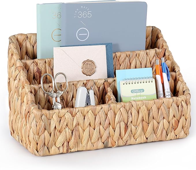 DINGTAI Natural Farmhouse Desk Organizers and Storage, Large Countertop Mail by DINGTAI