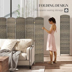 HOMCOM 6 Panel Room Divider, Hand-Woven Freestanding Wall Partition - Image 3