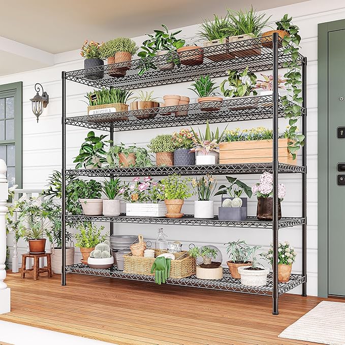 REIBII 55.5" W Storage Shelves 3200LBS Metal Shelving 5 Tier Wire Shelving Unit - Image 6