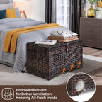 165l handwoven wicker storage basket with lid, large, close-up detail