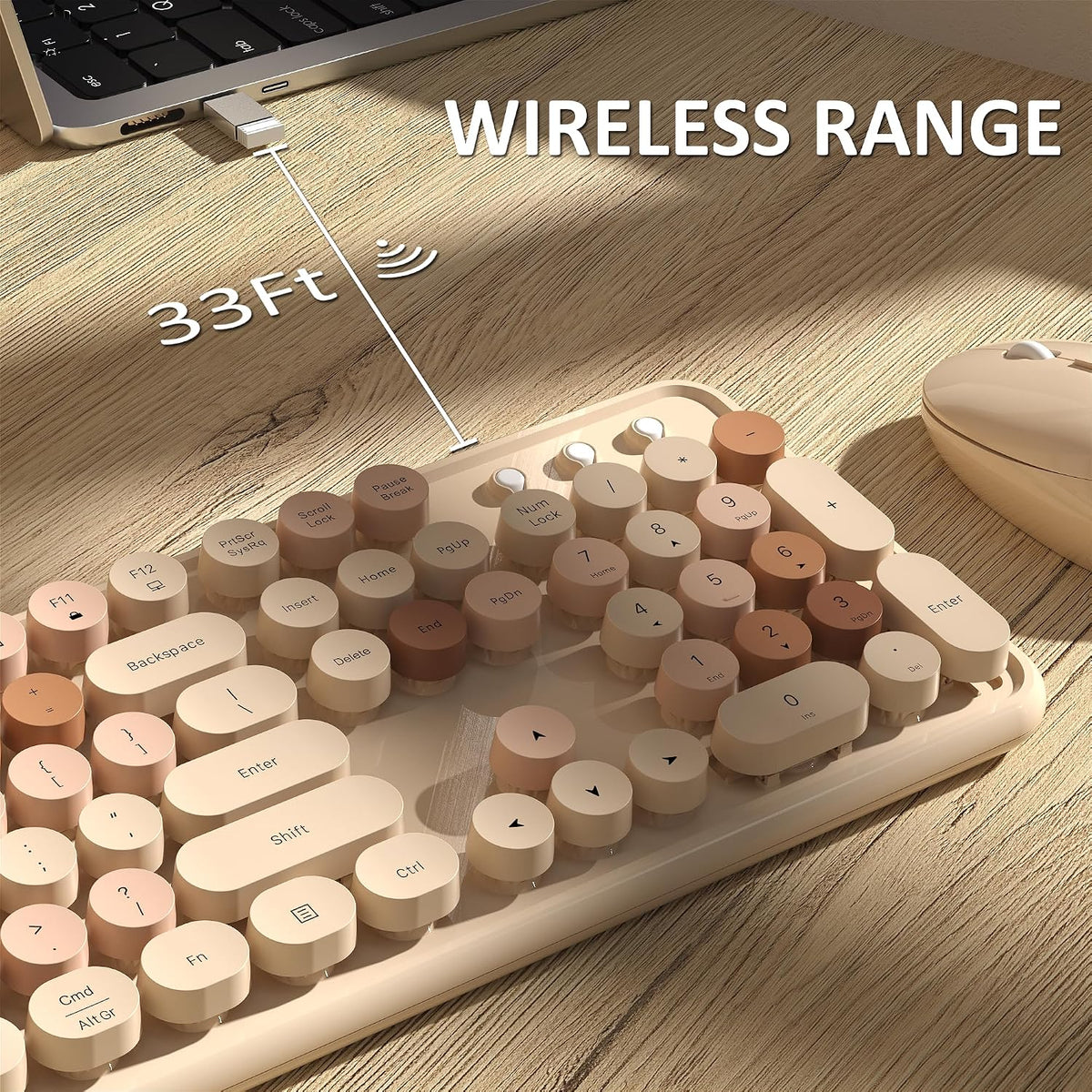 Links9+ Colorful Wireless Keyboard and Mouse Combo (Milky Tea Colorful)