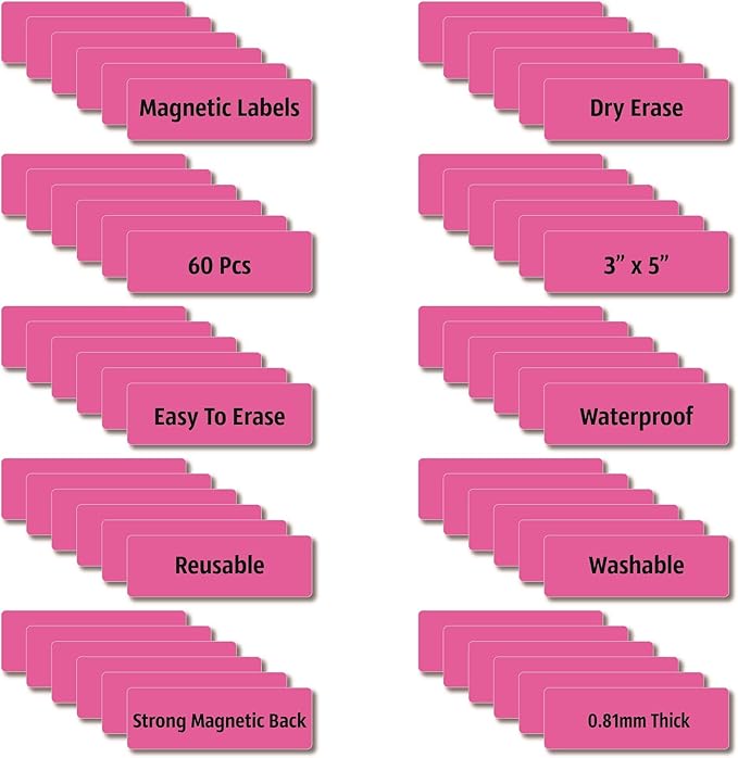 Magnetic Dry Erase Magnets Labels 3x1 inches, Reusable Name Tags, Organizing - Image 2