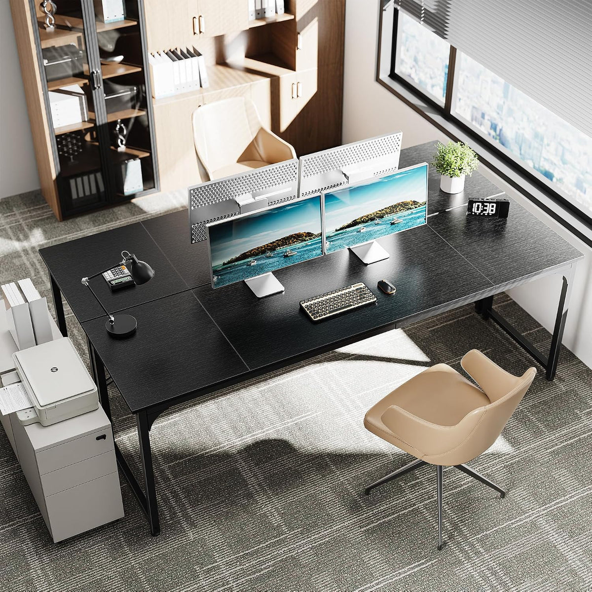 Huuger Computer Desk, 86.6 Inch Home Office Desk