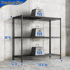 3- Shelf Metal Shelving Unit 35.6Wx14Dx36H, Adjustable Storage Shelves Heavy - Image 3