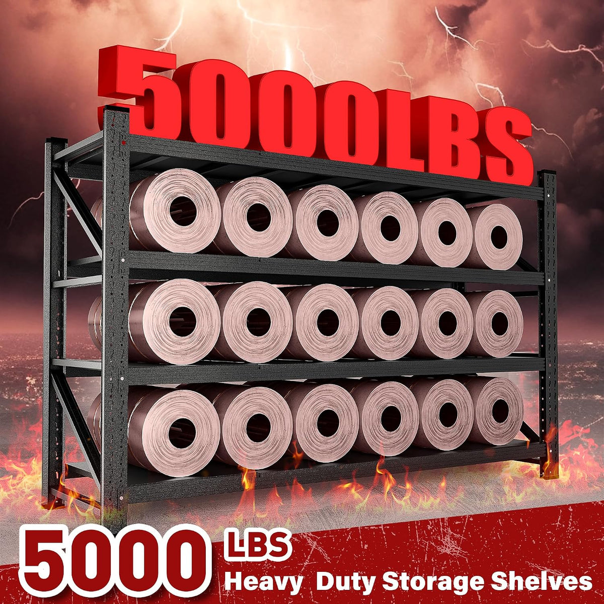 71.3" wide heavy duty garage shelving units,5000lbs deep, close-up detail