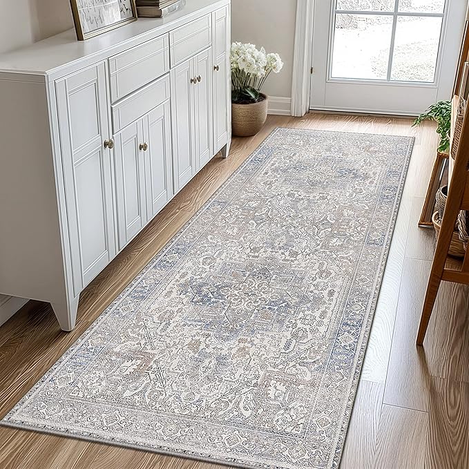 GENIMO 2'6"x10 Runner Rugs for Hallway, Machine Washable Non Slip Vintage Retro by GENIMO