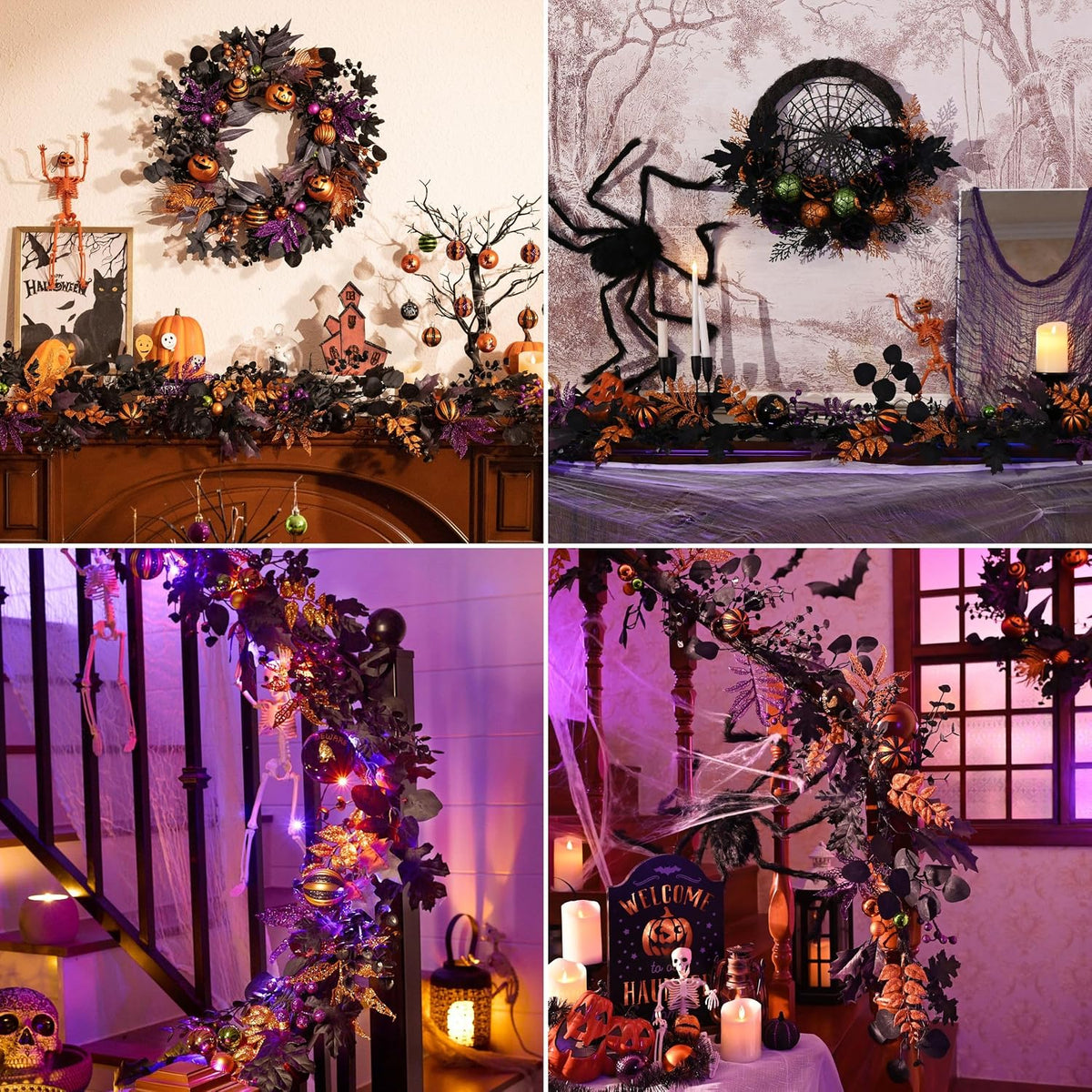 Valery Madelyn 6ft Halloween Garland for Mantel with Lights Party Decor