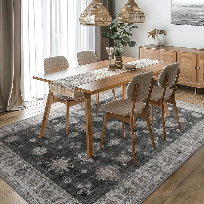 GENIMO 5x7 Area Rugs for Living Room, Machine Washable Non Slip Vintage Retro - Image 2