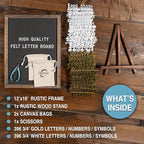Felt Letter Board with Rustic Vintage Frame and Stand 12x16 inch, Numbers and - Image 2