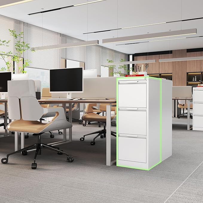 3-Drawer File Cabinet with Lock, Metal Vertical Filing Cabinets - Image 8