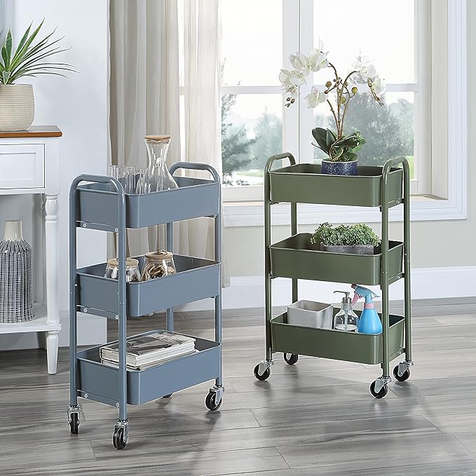 SunnyPoint 3-Tier Delicate Compact Rolling Metal Storage Organizer - Image 5