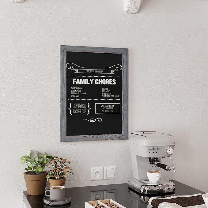 Rustic Grey Magnetic Wall Chalkboard, Large Size 18" x 24", Framed Chalkboard - Image 6