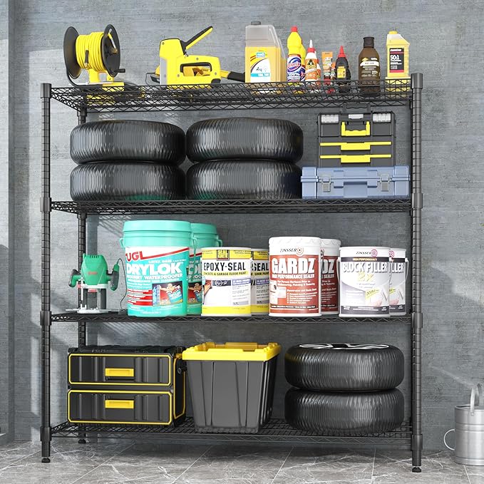 Homdox 60”W Storage Shelves, 4 Tier Heavy Duty Wire Shelving Unit - Image 6