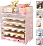 Subekyu 6 Tier Office File Paper Desk Tray Organizer by SUBEKYU