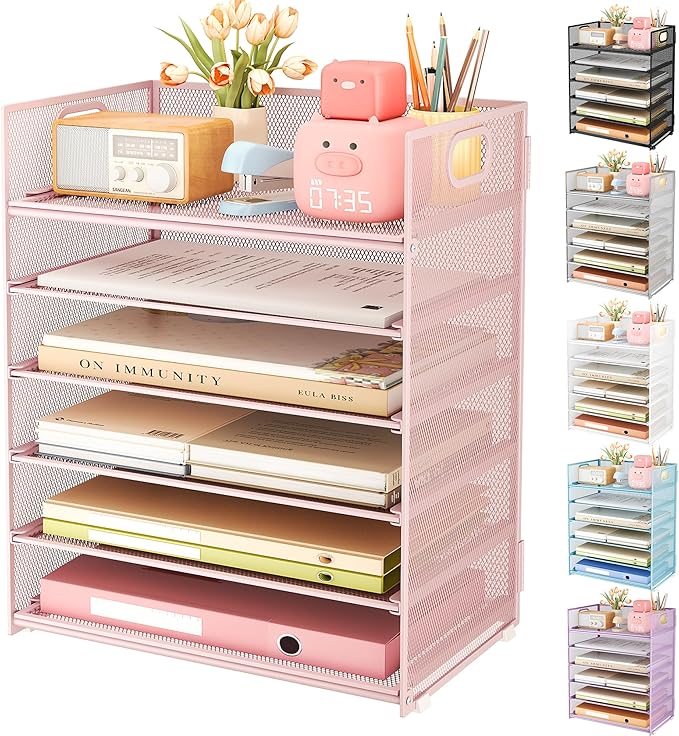 Subekyu 6 Tier Office File Paper Desk Tray Organizer by SUBEKYU