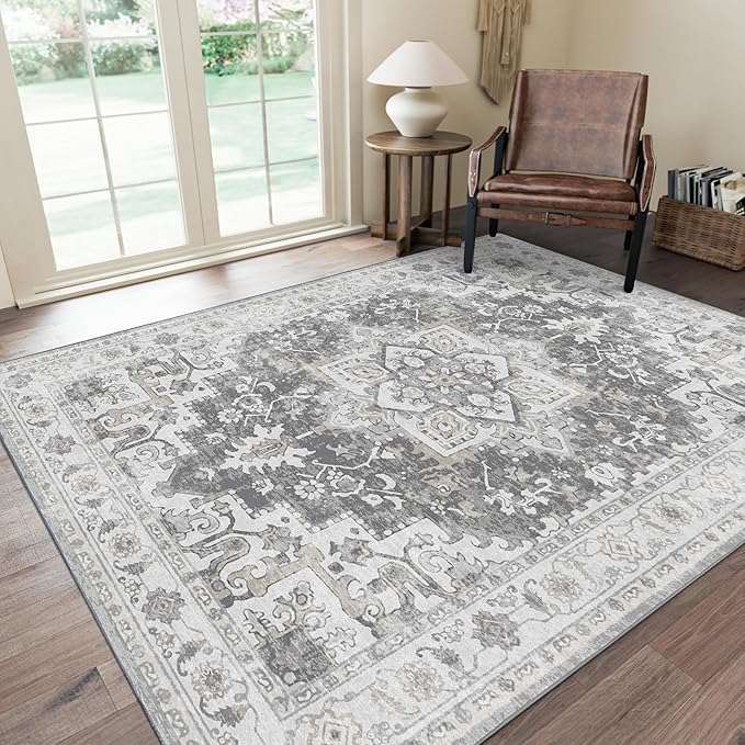 GENIMO 8x10 Area Rugs for Living Room, Machine Washable Vintage Non Slip Rugs by GENIMO