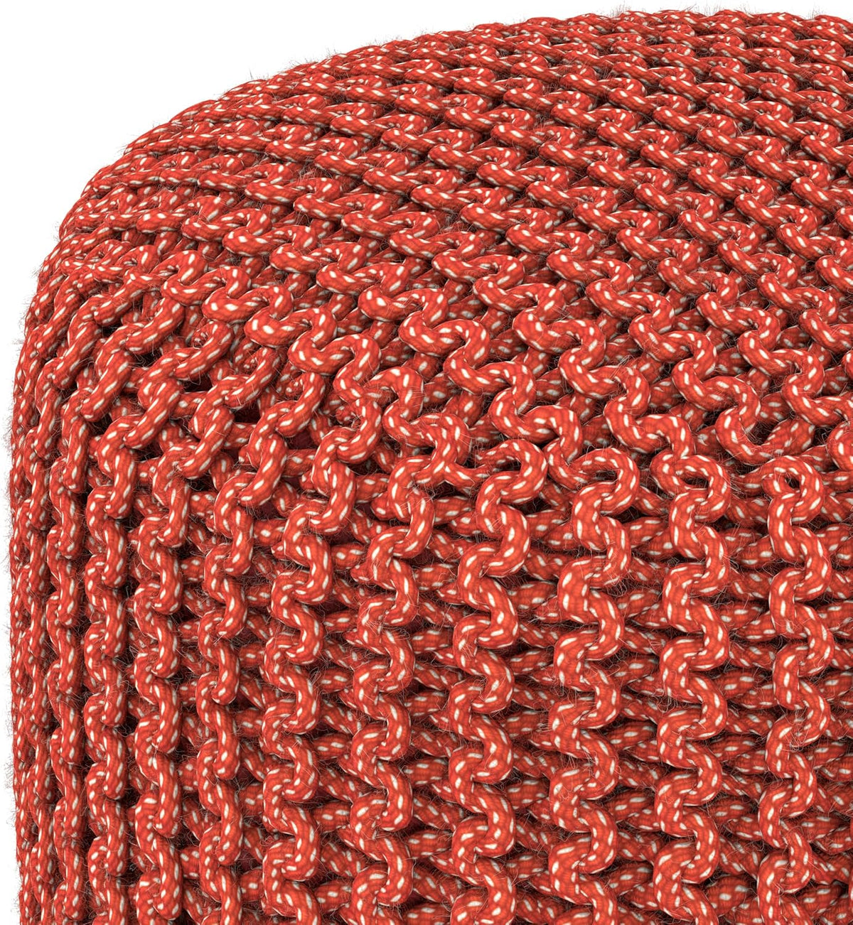 SIMPLIHOME Wynne 18" Wide Round Pouf in Orange PET Polyester