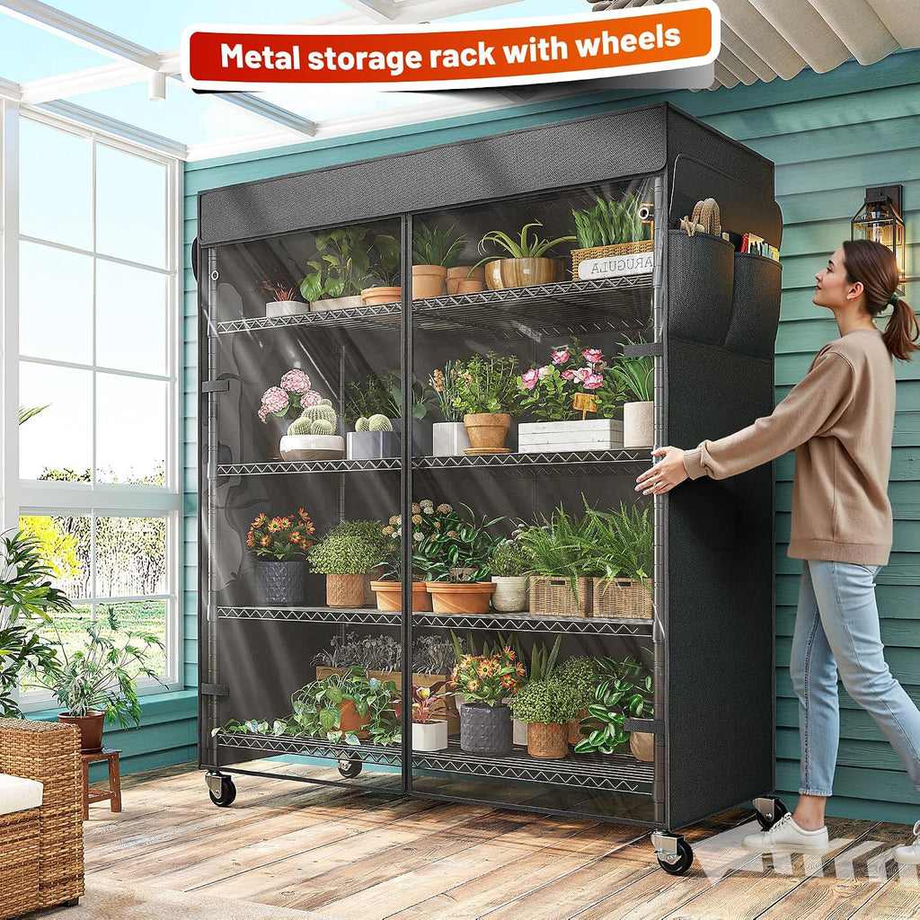 reibii 45"w 5-tier storage shelves with cover &, view 9