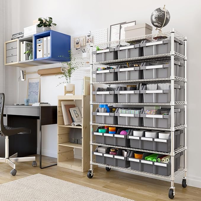 Seville Classics Heavy Duty NSF Bin Rack Solid Steel Wire Shelving Storage Unit - Image 3