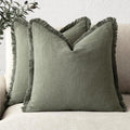 Foindtower Set of 2 Decorative Linen Fringe Throw Pillow Covers Cozy Boho by Foindtower